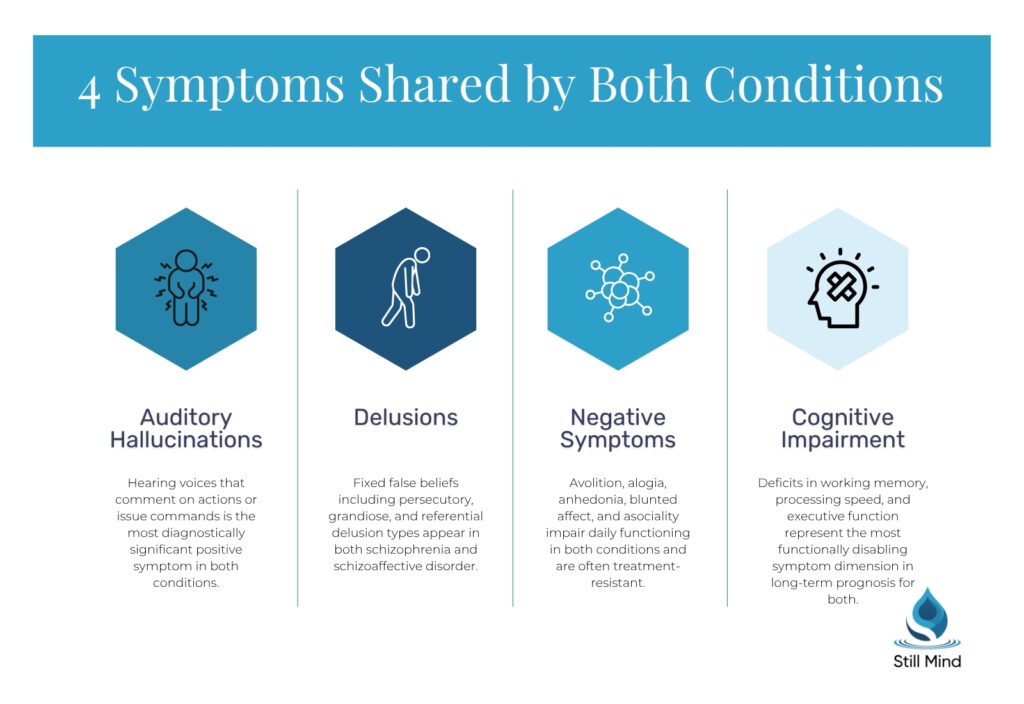 4 shared symptoms of schizoaffective disorder and schizophrenia